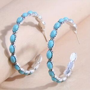 Turquoise Statement Hoops